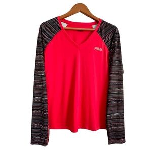 FILA Sport Women’s Activewear Top Long Sleeve Pullover Red Size XLarge NEW